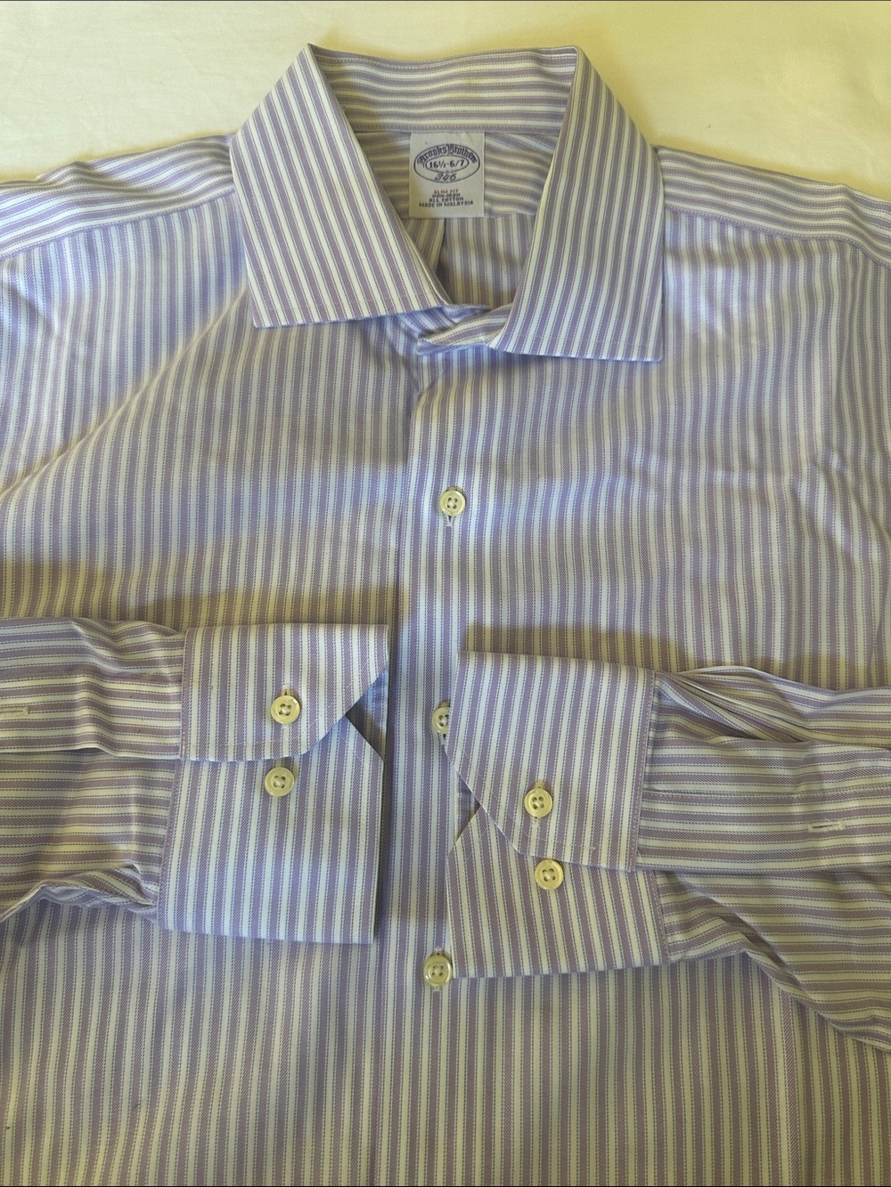 Brooks Brothers Slim Fit Multicolor Lavender Stripes Men’s Dress Shirt Size 16.5